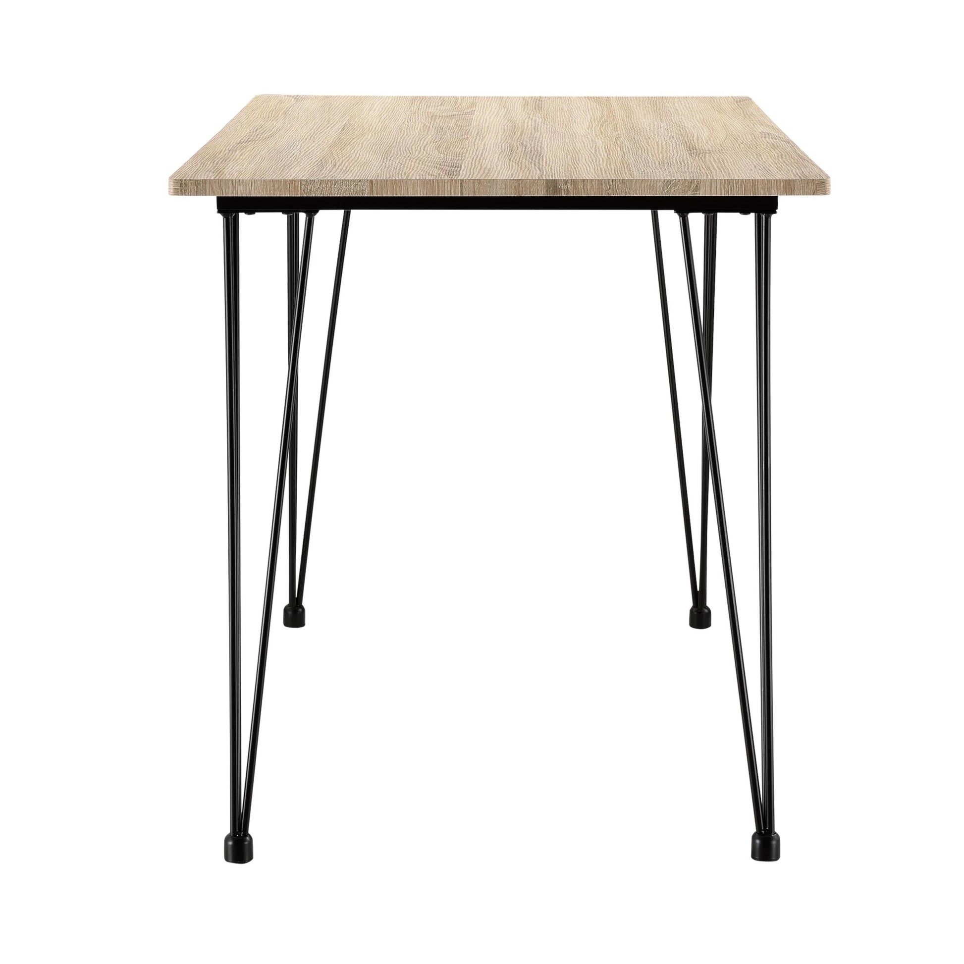 In And OutdoorMatch Eettafel Fulvia - 120x70x75 cm - MDF en Staal - Eikenkleurig - Elegante en Minimalistische Tafel Eettafel/ Eetkamertafel