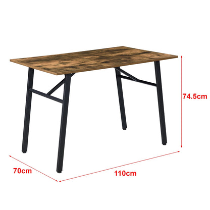 In And OutdoorMatch Eettafel Herminio - 110x74,5x70 cm - Houtkleur Donker en Zwart - MDF en Ijzer - Stijlvolle uitstraling Eettafel/ Eetkamertafel