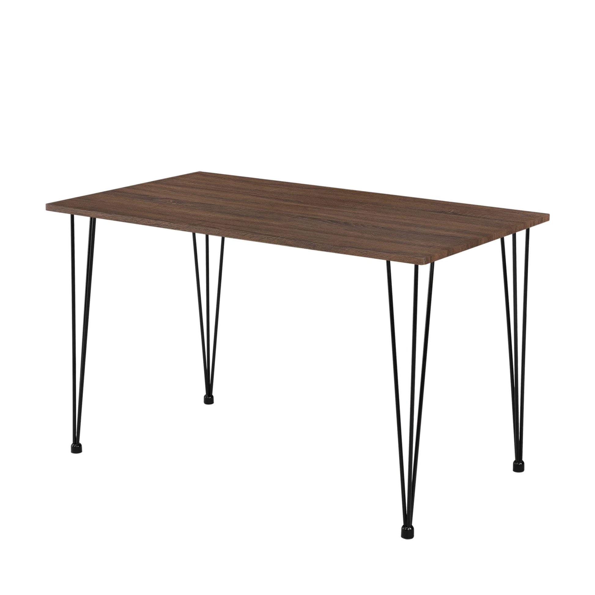 In And OutdoorMatch Eettafel Ludwig - 120x70x75 cm - Walnoot en Zwart - Staal en MDF - Modern Design Eetkamerstoel