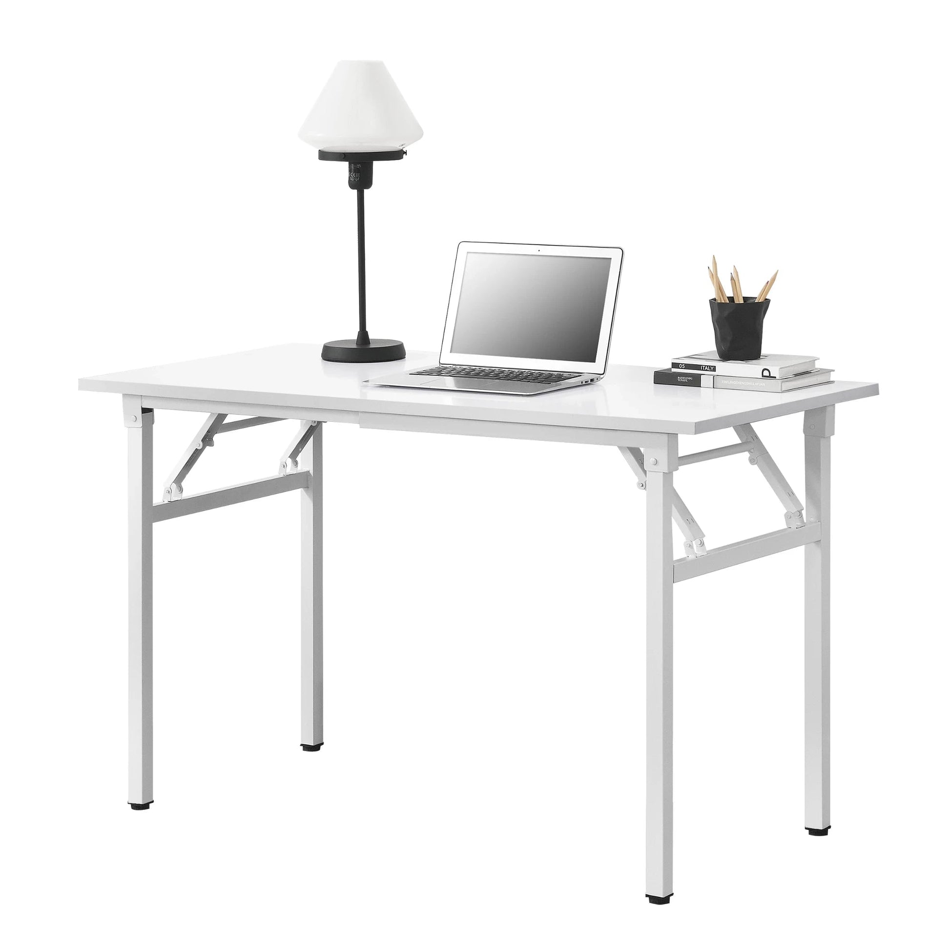 In And OutdoorMatch Eettafel Tressie - Bureau - 120x60x75 - 76,4 cm - Opvouwbaar - Verstelbaar - Wit - Modern Design Eettafel/ Eetkamertafel