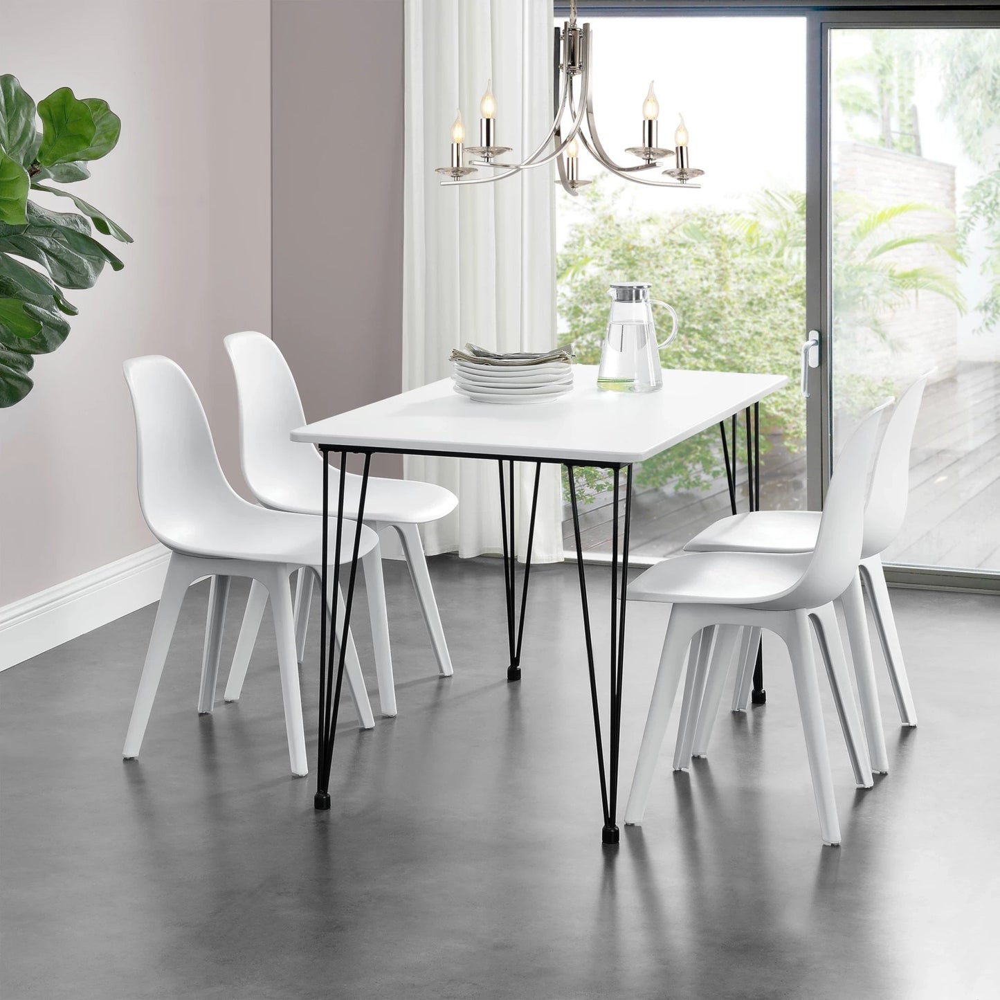 In And OutdoorMatch Eettafel Veinno - 120x70x75 cm - MDF en Staal - Wit - Elegante en Minimalistische Tafel Eettafel/ Eetkamertafel