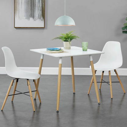 In And OutdoorMatch Eettafel Vierkant Ferne - MDF en Staal - 80x80x74 cm - Modern Design - Wit en Houtkleurig Eettafel/ Eetkamertafel