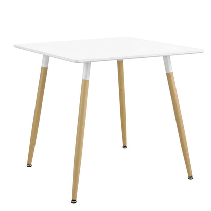 In And OutdoorMatch Eettafel Vierkant Ferne - MDF en Staal - 80x80x74 cm - Modern Design - Wit en Houtkleurig Eettafel/ Eetkamertafel