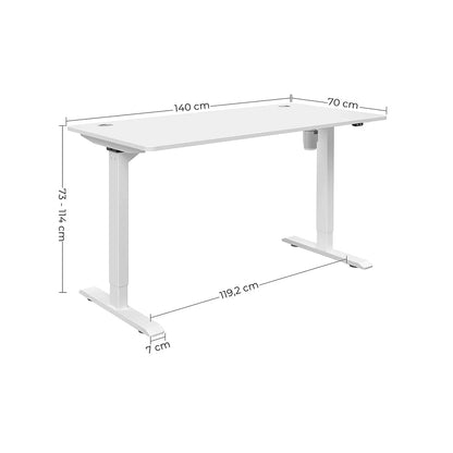 In And OutdoorMatch Elektrisch zit-sta bureau Rowina - Hoogte verstelbaar 73-114cm - Industrieel - 100kg draagvermogen - 70x140cm Desk