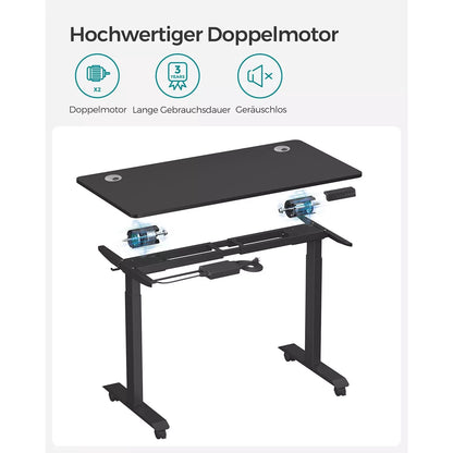 In And OutdoorMatch Elektrisch zit-sta bureau Vilo - Geheugenfunctie met 4 hoogtes - Hoogte verstelbaar 71-117cm - Zwart - 120kg draagvermogen - 60x120cm Desk