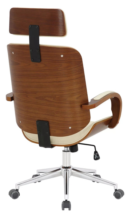 In And OutdoorMatch Fabia Bureaustoel Ashlee - Creme - Op wielen - Kunstleer - Voor volwassenen - Ergonomische bureaustoel - In hoogte verstelbaar 45-52cm Bureaustoel