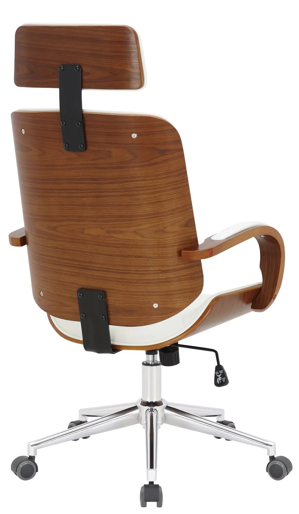 In And OutdoorMatch Fabia Bureaustoel Layne - Wit - Op wielen - Kunstleer - Voor volwassenen - Ergonomische bureaustoel - In hoogte verstelbaar 45-52cm Bureaustoel