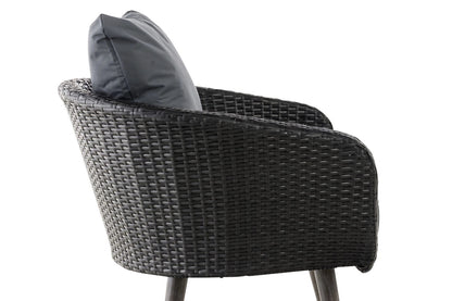 In And OutdoorMatch Fauteuil Andrea - Donkergrijs - 40 cm - Weerbestendig - Polyrattan en aluminium - Scandinavische stijl - Hoogwaardige bekleding - Voor binnen en buiten Garden Chair