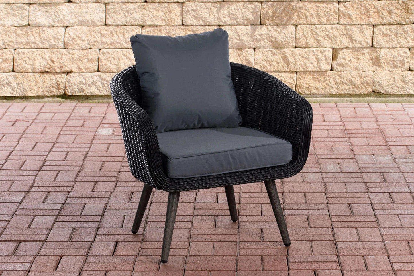 In And OutdoorMatch Fauteuil Carly - Donkergrijs - 40 cm - Weerbestendig - Polyrattan en aluminium - Scandinavische stijl - Hoogwaardige bekleding - Voor binnen en buiten Garden Chair