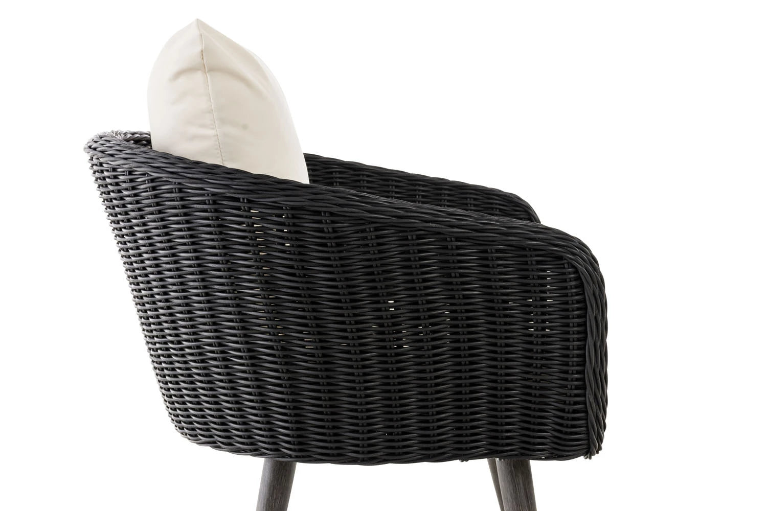 In And OutdoorMatch Fauteuil Juliana - Donkergrijs en Crèmewit - 40 cm - Weerbestendig - Polyrattan en aluminium - Scandinavische stijl - Hoogwaardige bekleding - Voor binnen en buiten Garden Chair