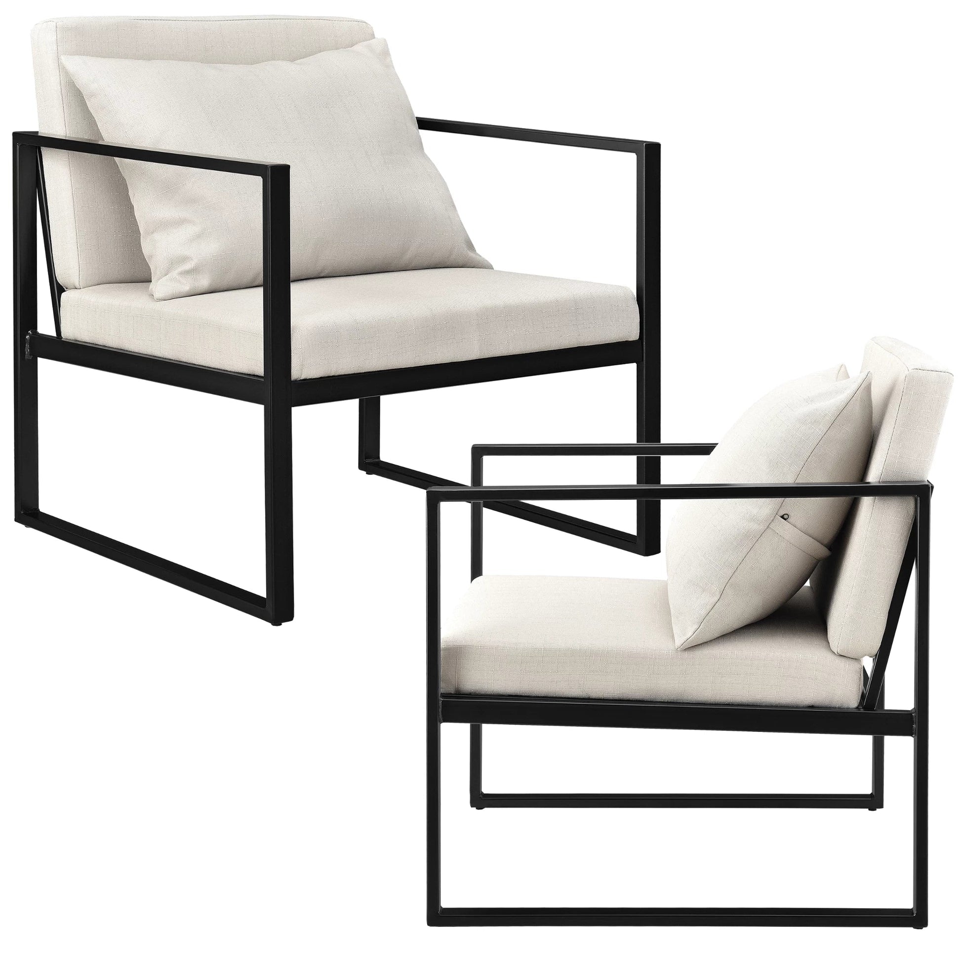 In And OutdoorMatch Fauteuil Katelyn - Met Kussens - 70x60x60 cm - Set van 2 - Zandkleurig - Luxe Design Garden Chair