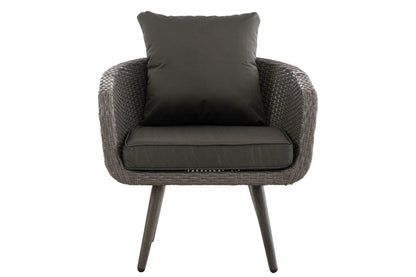 In And OutdoorMatch Fauteuil Marni - Antraciet - 40 cm - Weerbestendig - Polyrattan en aluminium - Scandinavische stijl - Hoogwaardige bekleding - Voor binnen en buiten Garden Chair