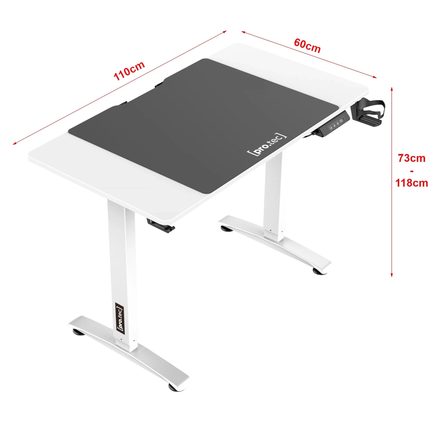 In And OutdoorMatch Game Desk Elmer - Zit Sta Bureau - Elektrisch In Hoogte Verstelbaar - Wit en Zwart - Spaanplaat en Aluminium - Modern Design Desk