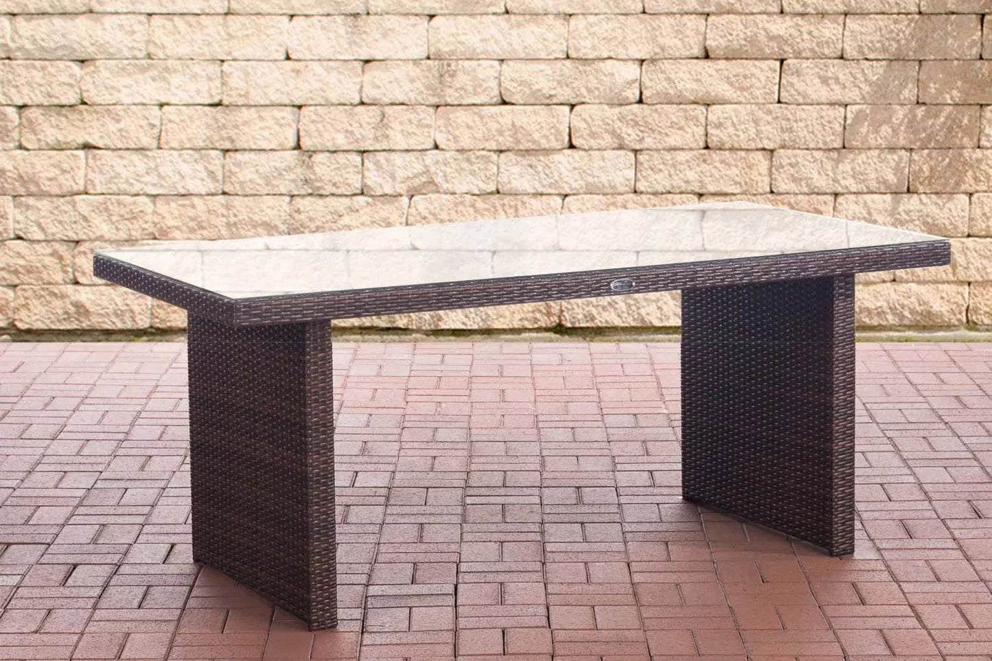 In And OutdoorMatch Glastafel Reinhold - Tuintafel rotan wicker - Eettafel - Buitentafel - Salontafel - 180cm Garden Table