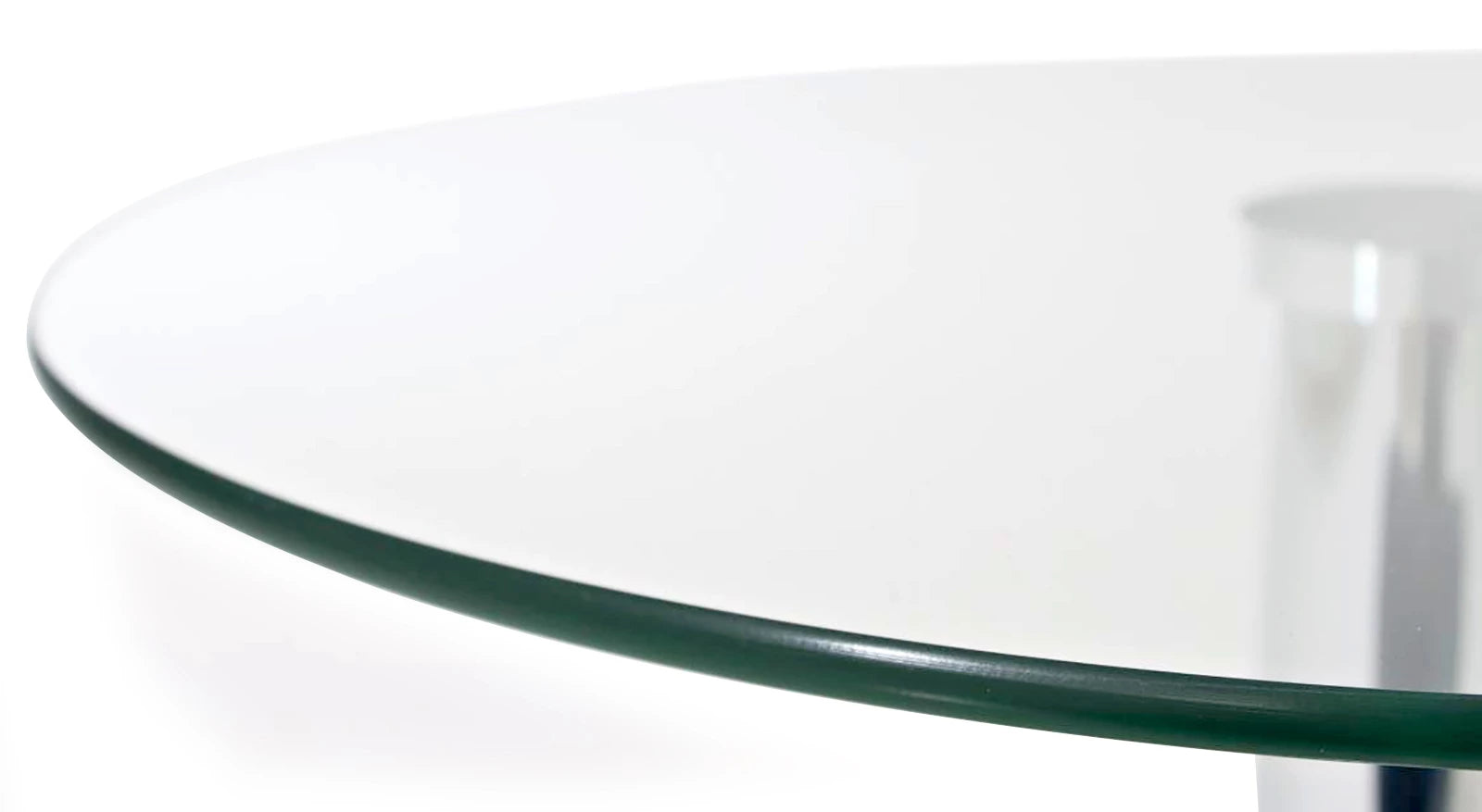 In And OutdoorMatch Glazen Tafel Stephani - Ø 50 cm - Glas en Metaal - Chroomlook - Opvallend design Bar table