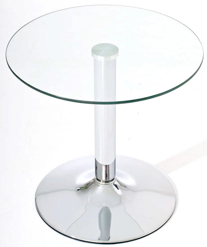 In And OutdoorMatch Glazen Tafel Stephani - Ø 50 cm - Glas en Metaal - Chroomlook - Opvallend design Bar table