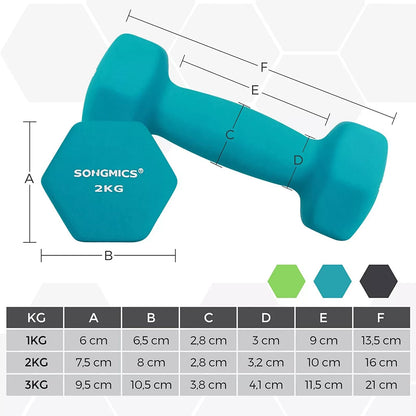 In And OutdoorMatch Halterset Reggie - Halterset voor beginners - Gewichten - 2x1kg, 2x2kg, 2x3kg Dumbell set