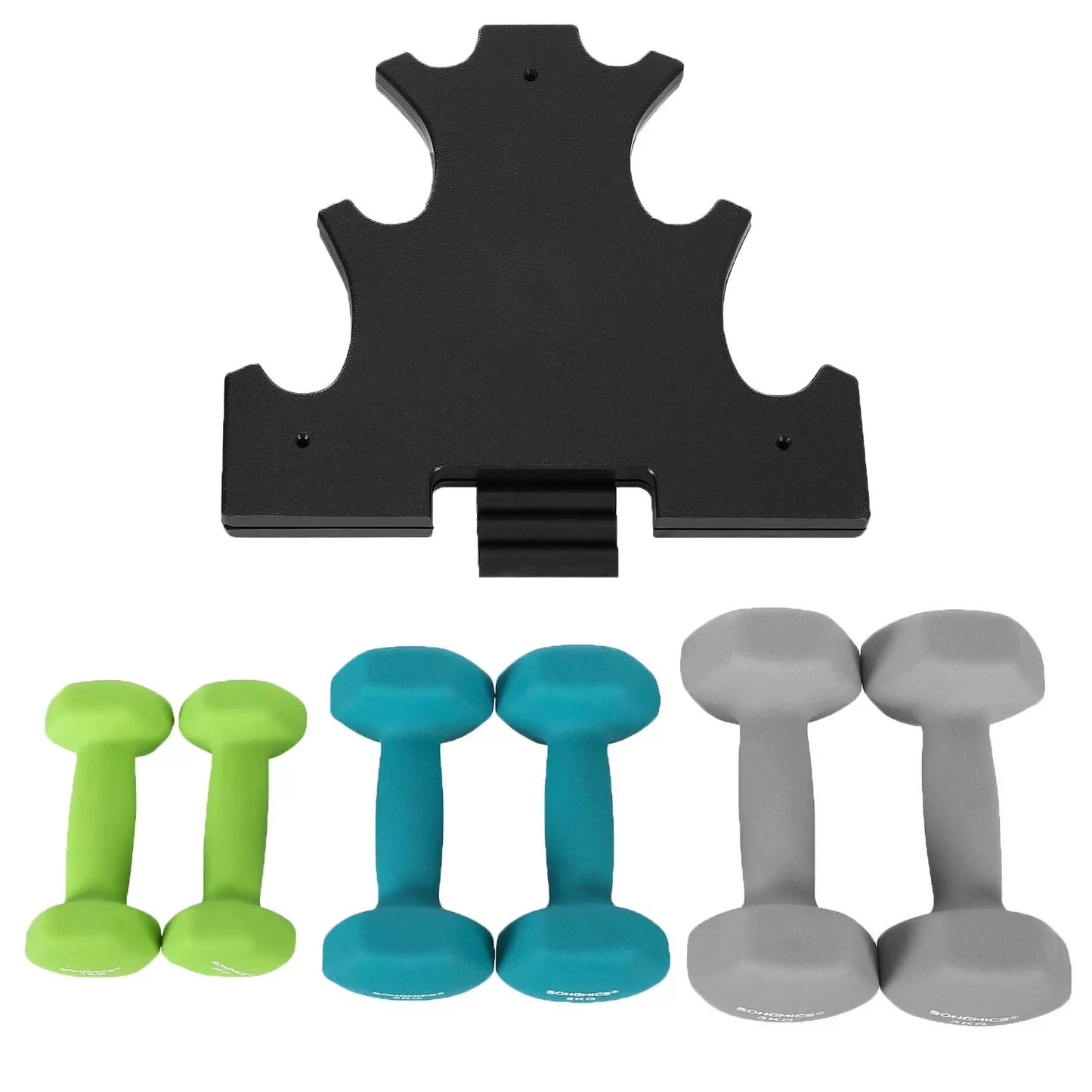 In And OutdoorMatch Halterset rek Job - Halterset - Gewichten - 2x1kg, 2x2kg, 2x3kg Dumbell set