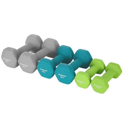 In And OutdoorMatch Halterset rek Job - Halterset - Gewichten - 2x1kg, 2x2kg, 2x3kg Dumbell set