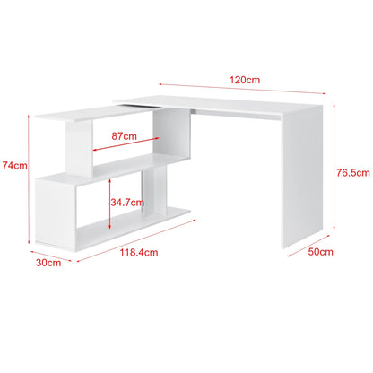 In And OutdoorMatch Hoekbureau Cristal - Met Open Kast - 120x50x76,5 cm - Wit - Spaanplaat - Modern Design Desk