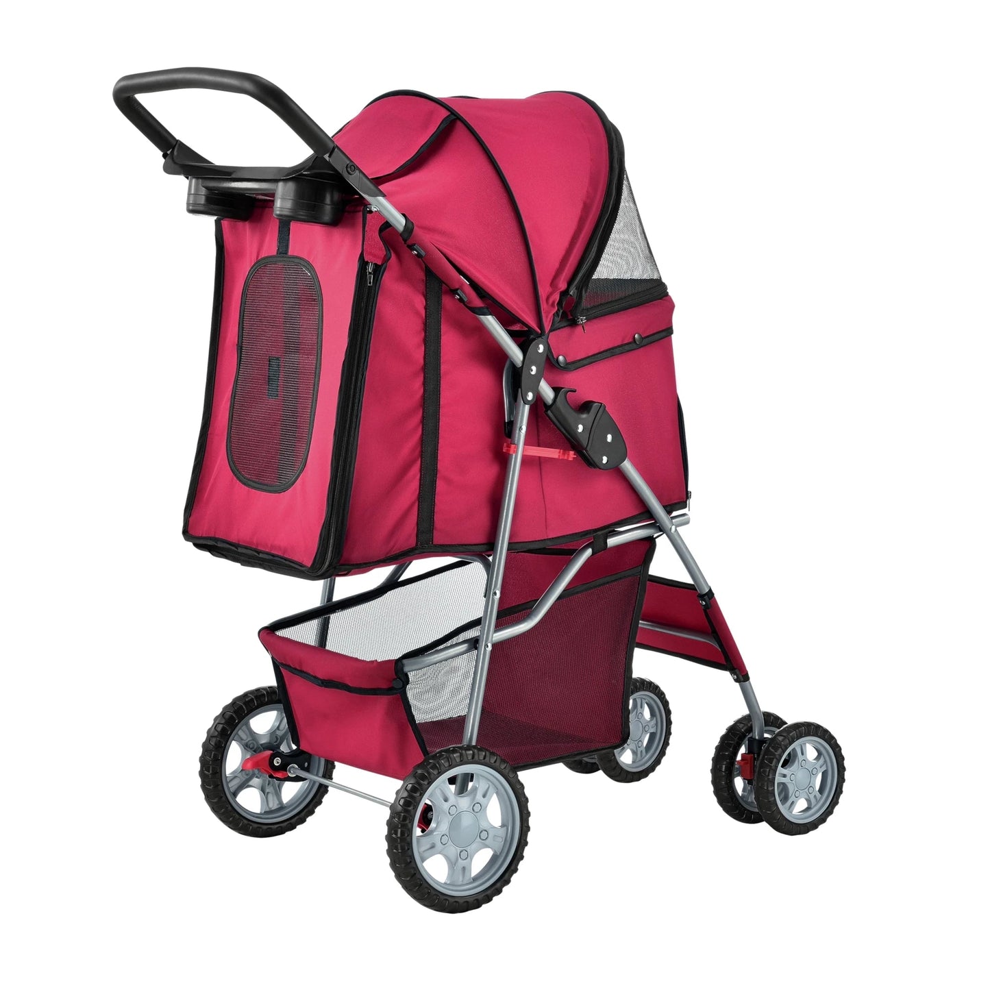 In And OutdoorMatch Hondenbuggy Zion - Met 4 wielen - 73x46x100 cm max. 15 kg - Rood Pram