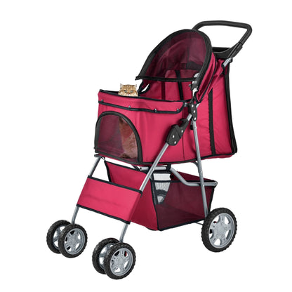 In And OutdoorMatch Hondenbuggy Zion - Met 4 wielen - 73x46x100 cm max. 15 kg - Rood Pram