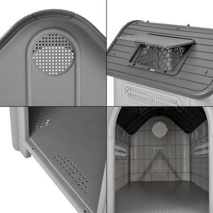 In And OutdoorMatch Hondenkennel Nico - Kattenhuis - Hondenhok - PVC - 87x72x755 cm - Grijs en zwart Honden Bench