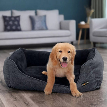 In And OutdoorMatch Hondenkussen Jerry - 90x75cm - Soft Pluche - Donkergrijs - Hondenmand - Pluche - Orthopedische Hondenkussens Honden bed