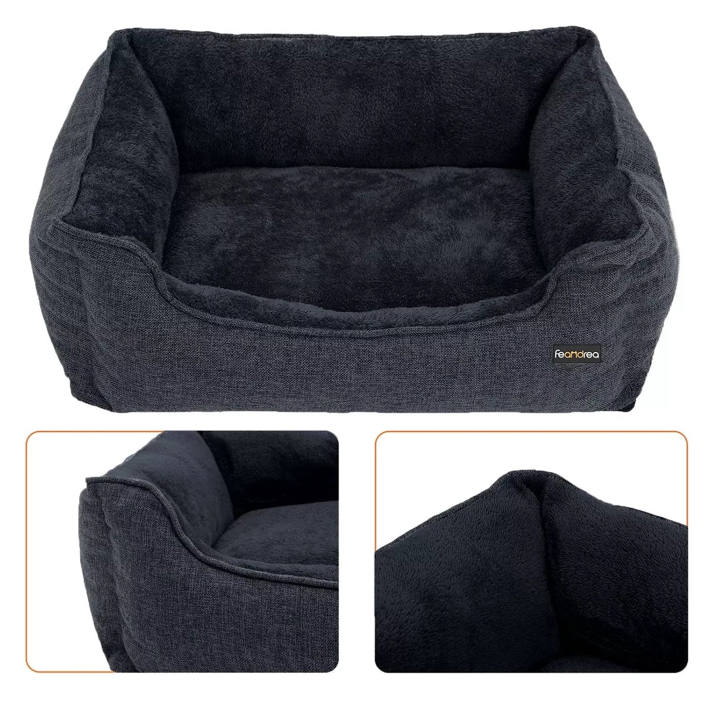 In And OutdoorMatch Hondenkussen Jerry - 90x75cm - Soft Pluche - Donkergrijs - Hondenmand - Pluche - Orthopedische Hondenkussens Honden bed