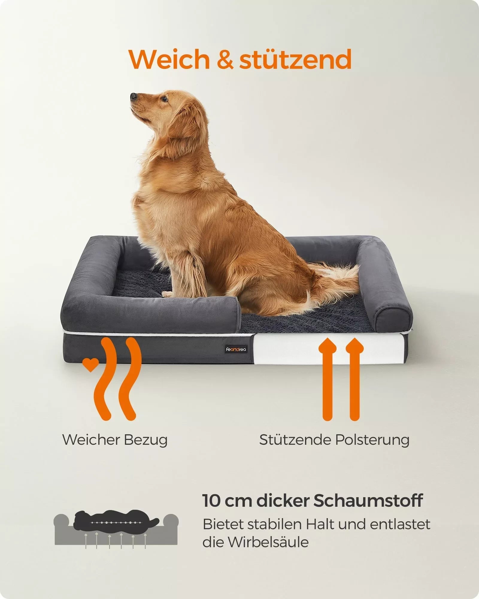 In And OutdoorMatch Hondenkussen Scot - Grijs - Hondenmand 106x80x25cm - Zacht - Orthopedische Hondenkussens Honden bed