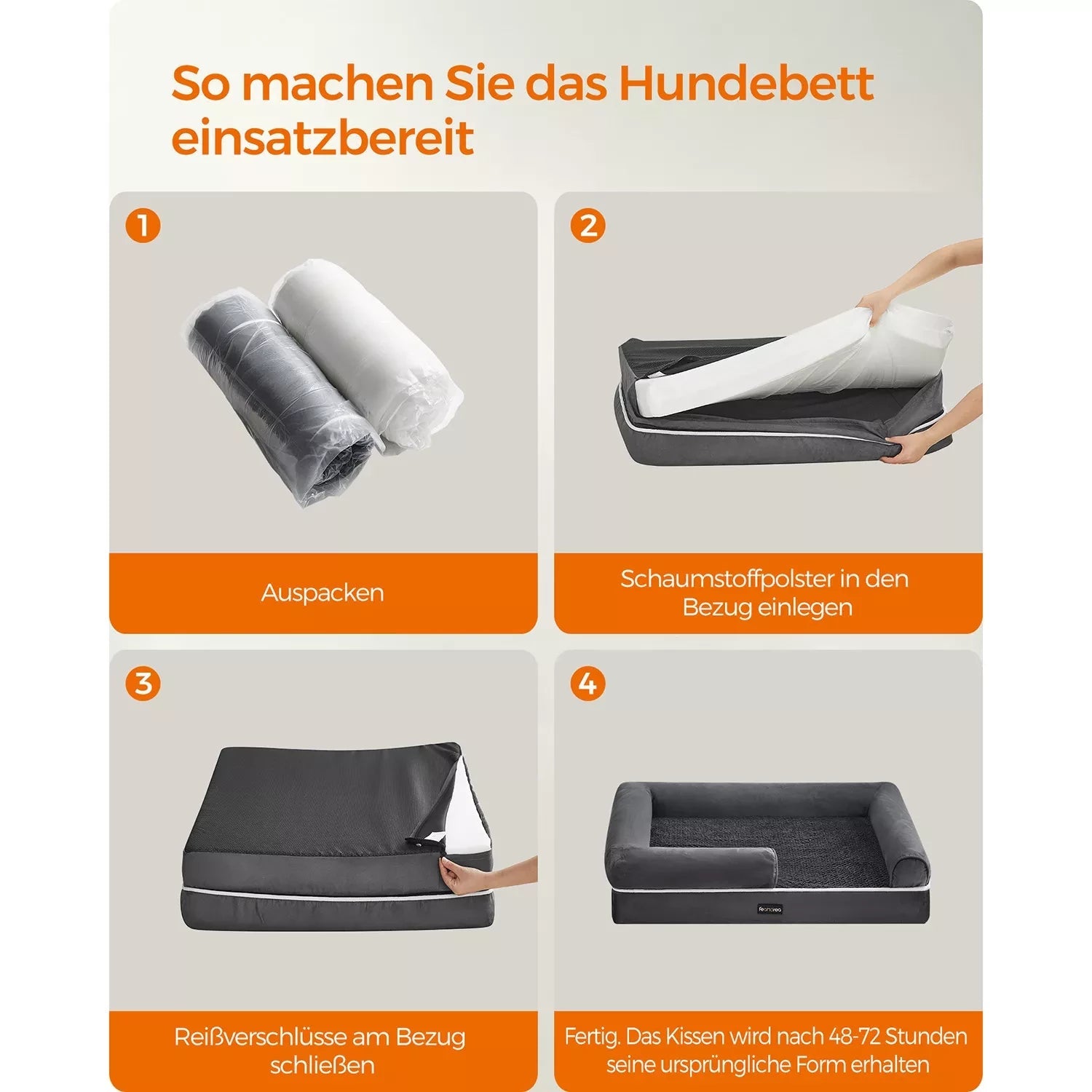 In And OutdoorMatch Hondenkussen XL Clifton - Antraciet - Hondenmand 91x71x25cm - Soft - Orthopedische Hondenkussens Honden bed