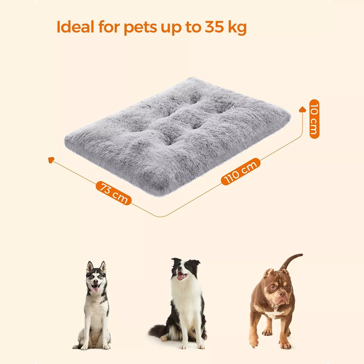 In And OutdoorMatch Hondenkussen XL Nona - Lichtgrijs - Hondenmand 80x50cm - Zacht - Orthopedische Hondenkussens Honden bed