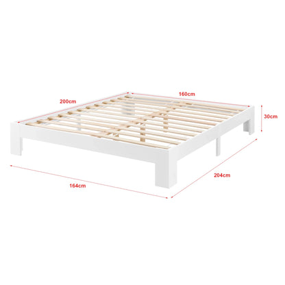 In And OutdoorMatch Houten Bed Antonetta - Met Bedbodem en Matras - 160x200 cm - Wit - Gemaakt in de EU - Slijtvast bed twee personen