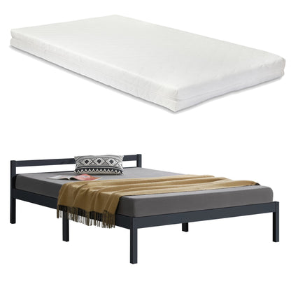 In And OutdoorMatch Houten Bed Brittanny - Grenen - Met Matras - 140x200 cm - Donkergrijs - Slijtvast - Gemaakt in de EU bed twee personen