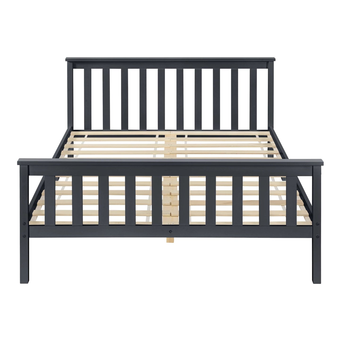 In And OutdoorMatch Houten Bed Edmond - Met Bedbodem en Matras - 160x200 cm - Donkergrijs - Gemaakt in de EU - Slijtvast bed twee personen