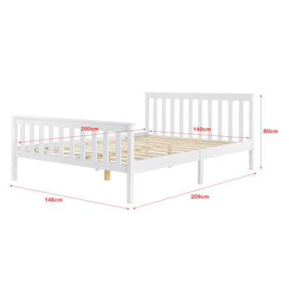 In And OutdoorMatch Houten Bed Stefan - Grenen - Met Matras - 140x200 cm - Wit - Gemaakt in de EU - Slijtvast bed twee personen