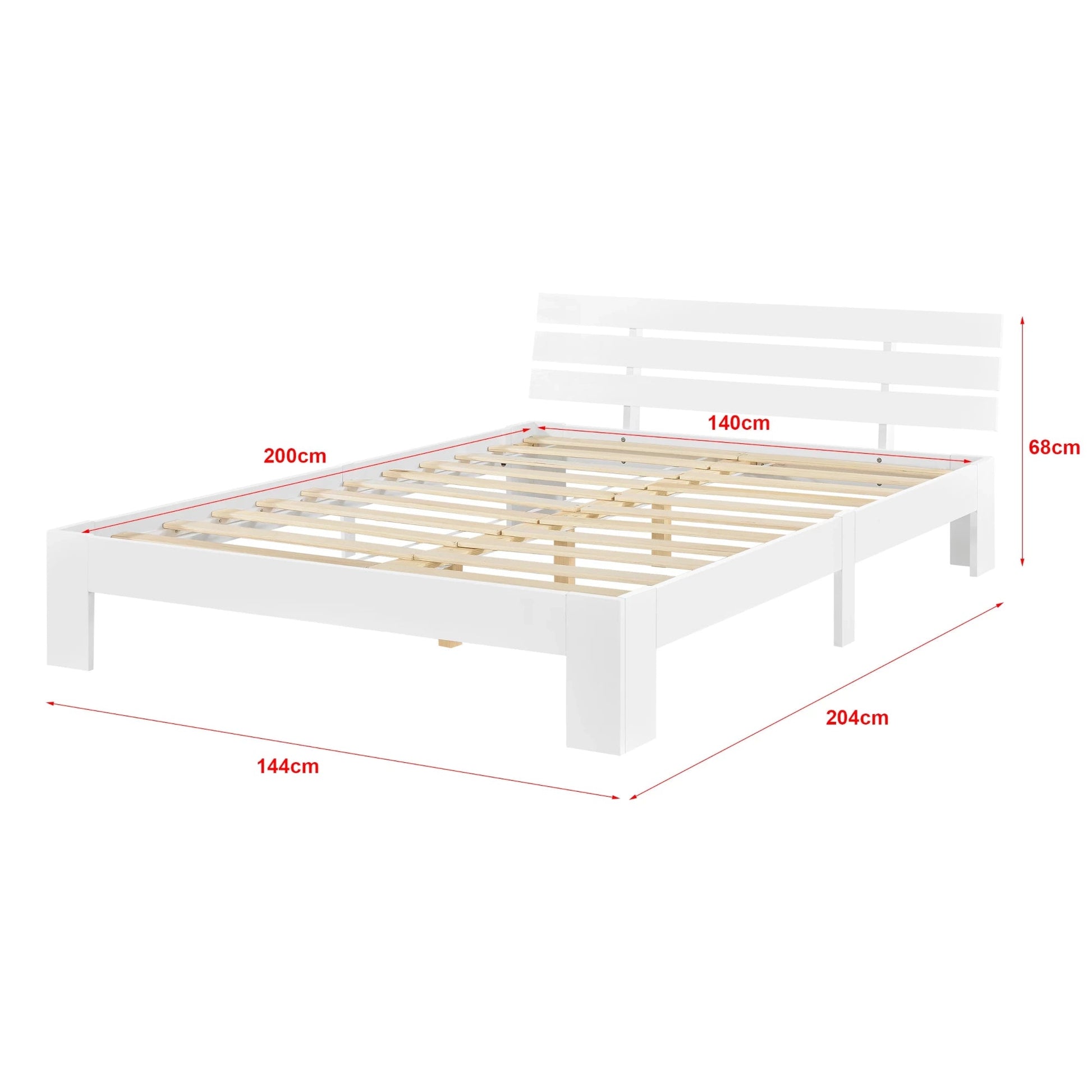 In And OutdoorMatch Houten Bed Stefan - Grenen - Met Matras - 140x200 cm - Wit - Slijtvast - Made in the EU bed twee personen