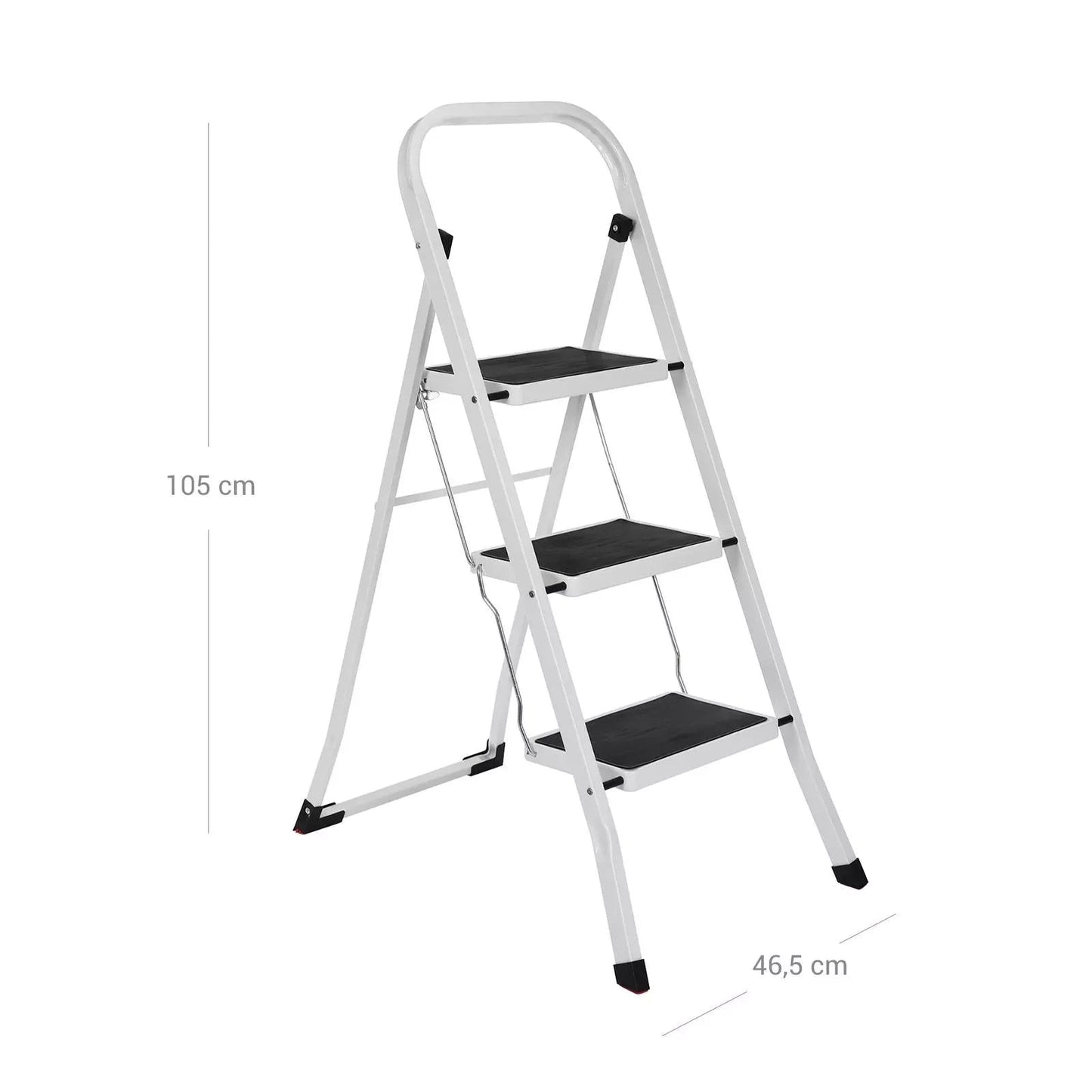 In And OutdoorMatch Huishoudtrap PRO 3 treden Jovey - Keukentrap Opvouwbaar - Zilver-Antislip - 89cm - 150kg Ladder