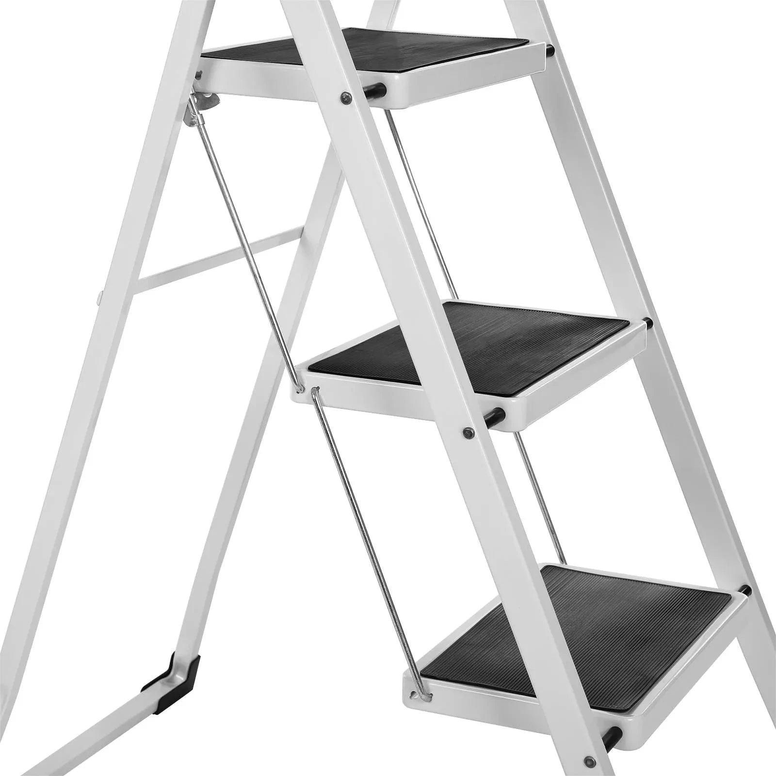 In And OutdoorMatch Huishoudtrap PRO 3 treden Jovey - Keukentrap Opvouwbaar - Zilver-Antislip - 89cm - 150kg Ladder