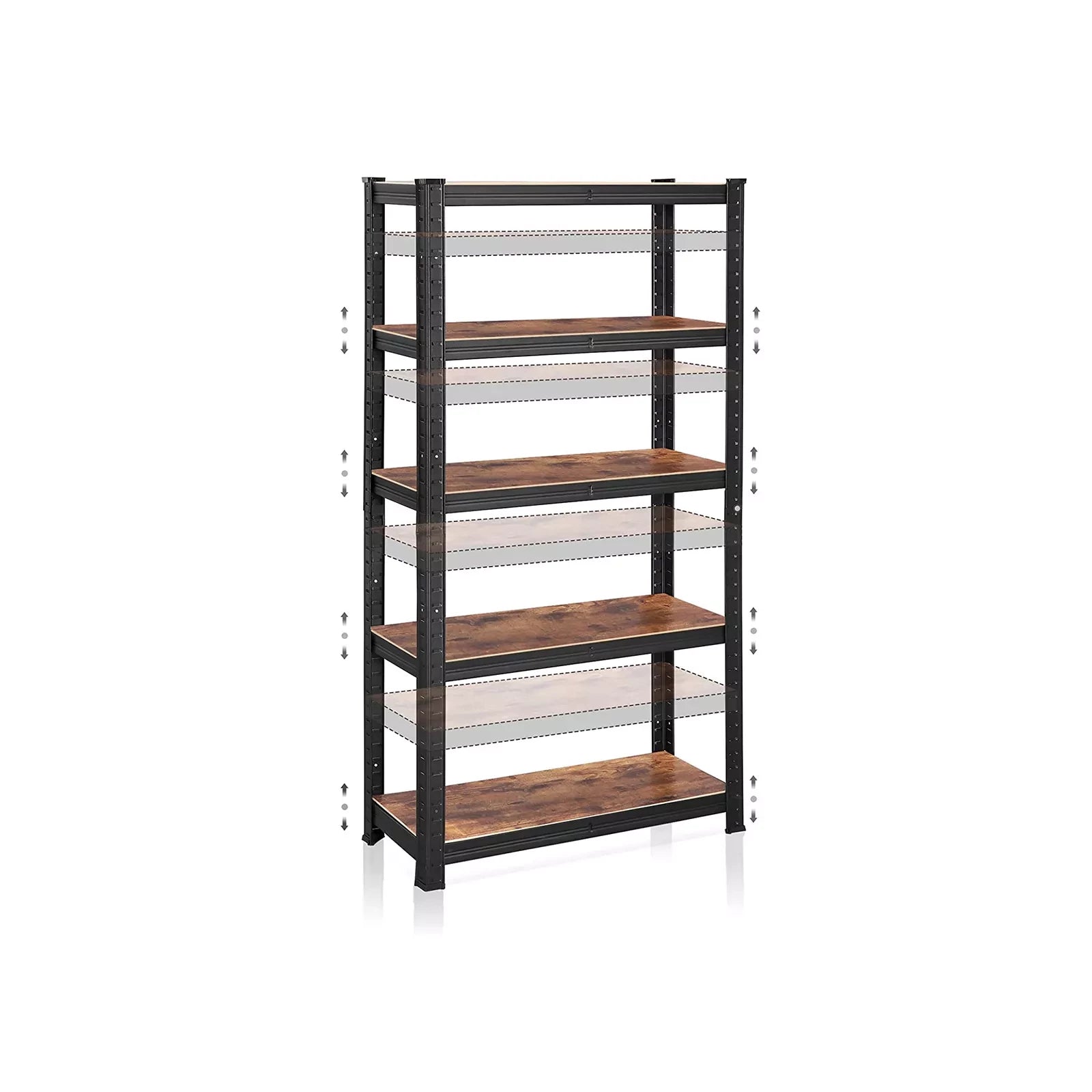 In And OutdoorMatch Industriële Stellingkast Keanu - Boekenkast - Opbergrekkast - Kasten - Metaal - Bruin/zwart - 75x30x150cm storage rack