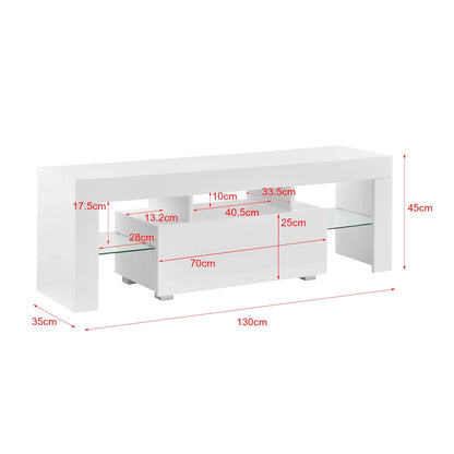 In And OutdoorMatch Jacquelyn-meubel Melania - Met LED Verlichting - 130x35x45 cm - Wit - Hoogglans - Spaanplaat - Luxe Look TV-meubel