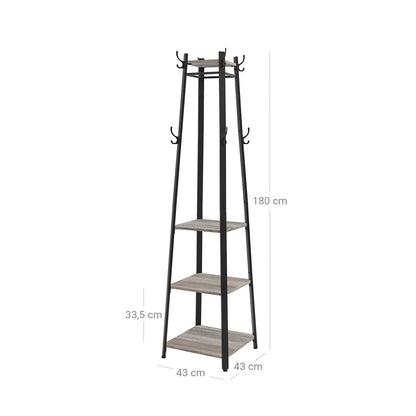 In And OutdoorMatch Kapstok Stacey - Staand - Industrieel - Met plank - Hoedenplank - 43 x 43 x 180 cm Kapstok