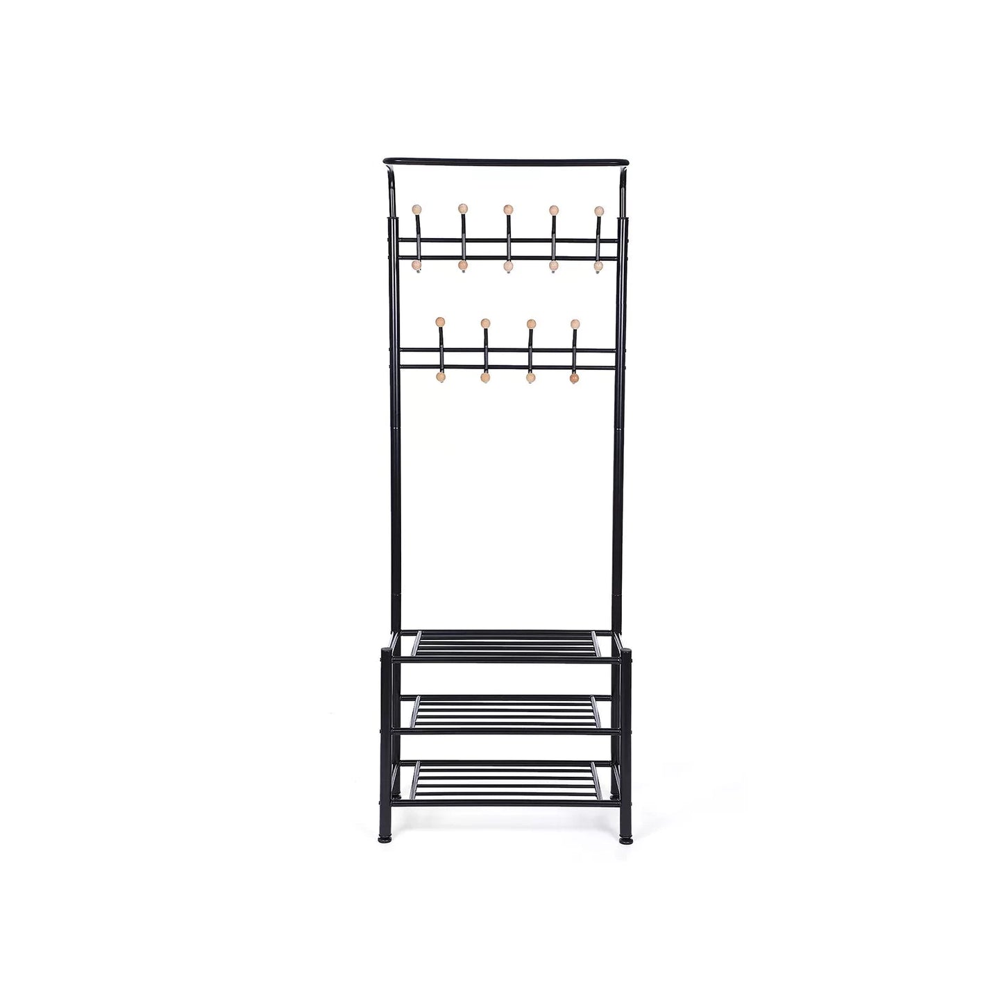 In And OutdoorMatch Kapstok Wilhelmine - Met schoenenrek - Wandkapstok - Industrieel - Met plank - Hoedenplank - 67x36x187cm Kledingrek