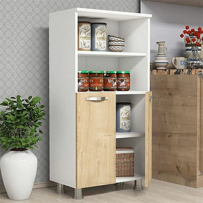 In And OutdoorMatch Keukenkast German - Opbergkast - 120x60x35 cm - Wit en Saffier Eiken - Stijlvol Design kitchen rack