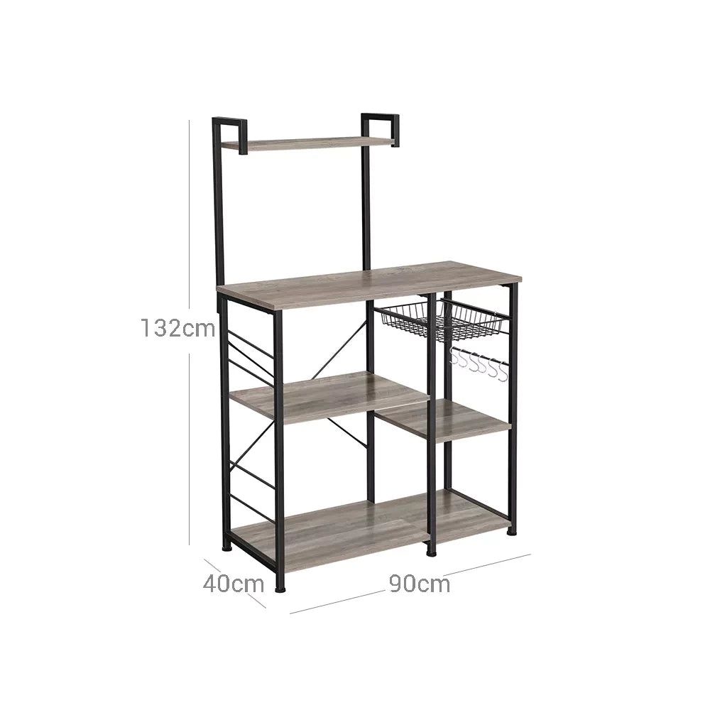 In And OutdoorMatch Keukenkast industrieel Xavier - Organizer - Met planken - Met haken - 90 x 40 x 132 cm kitchen rack