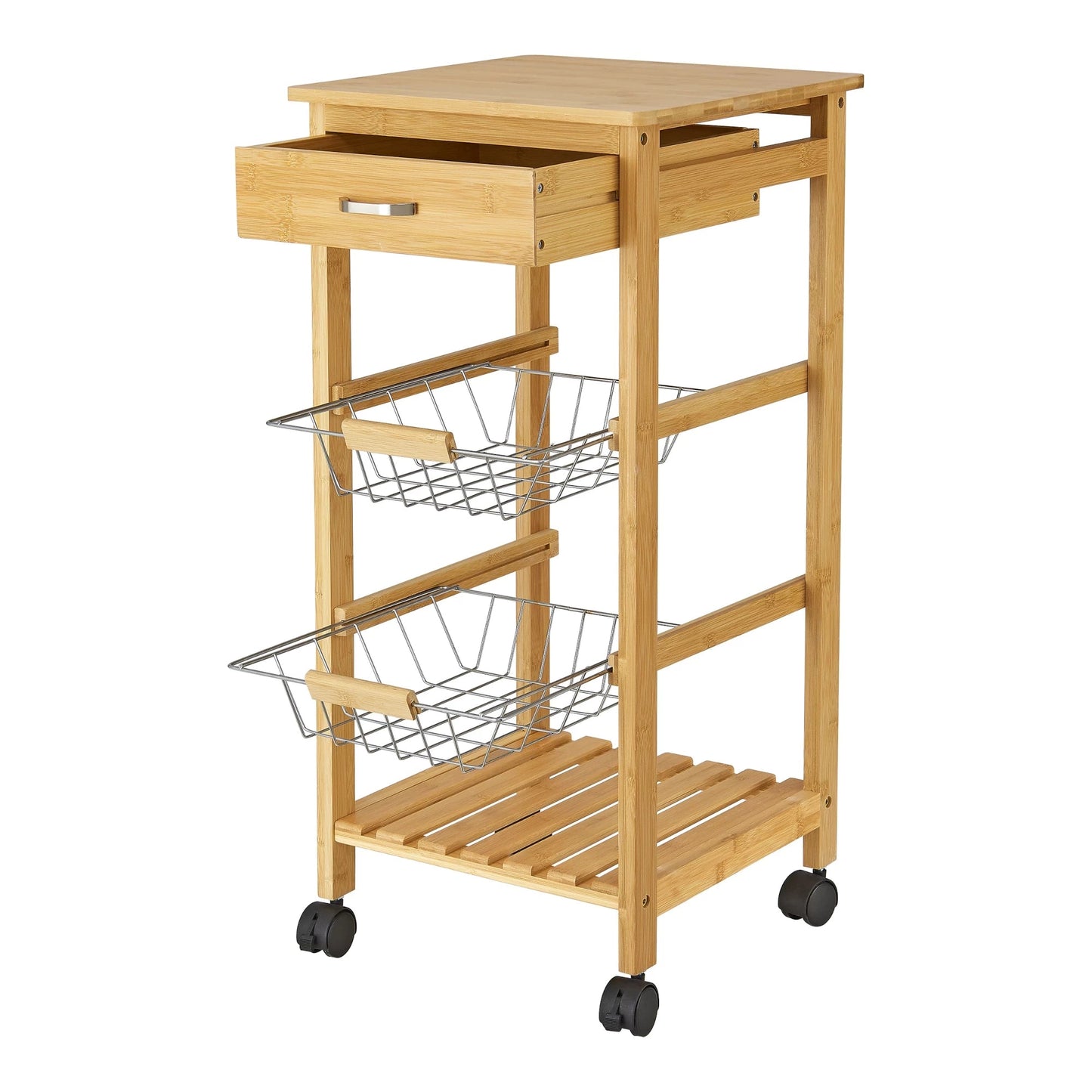 In And OutdoorMatch Keukentrolley Holly - Bamboe - 76x36x36 cm - Houtkleur - Modern Design Keuken Trolley