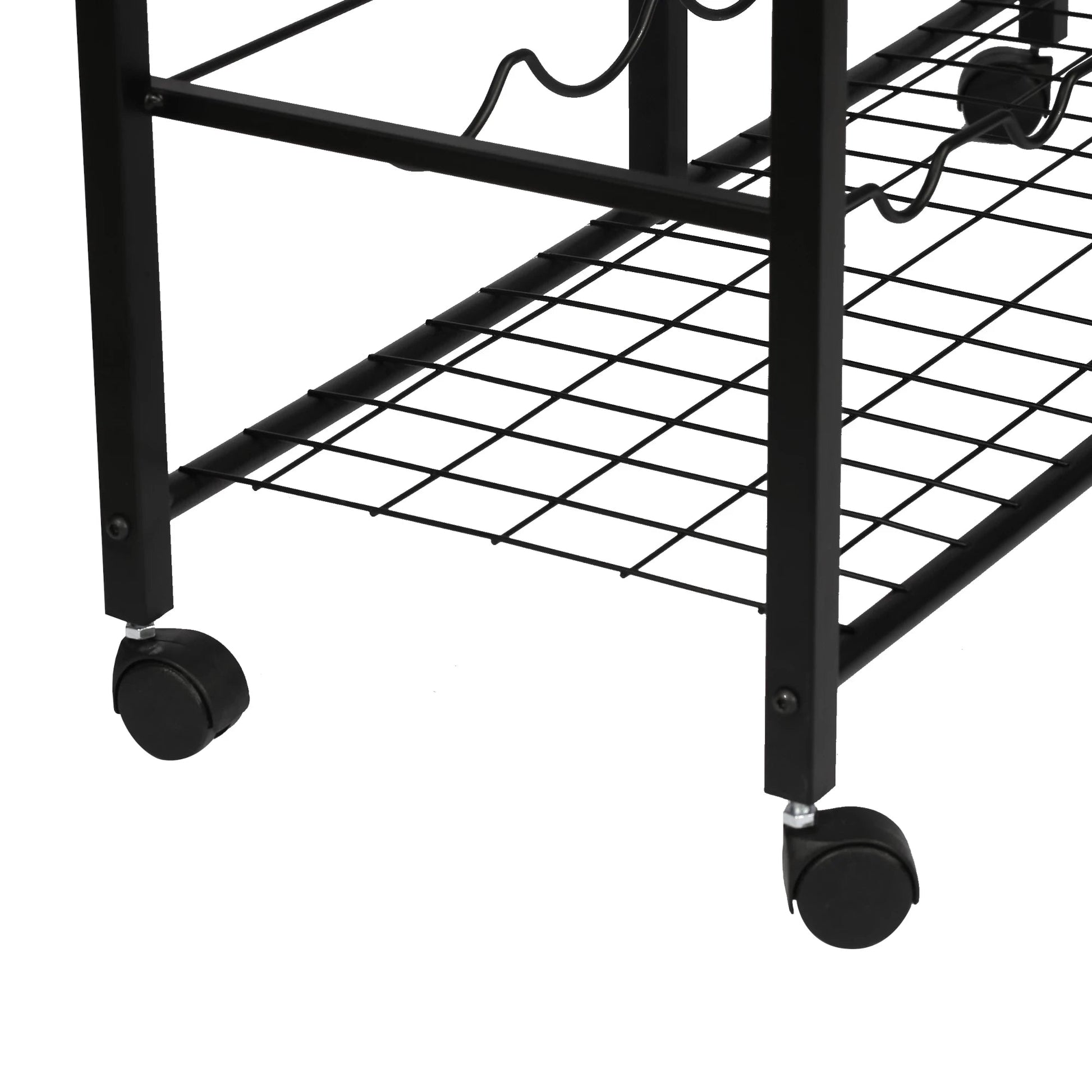 In And OutdoorMatch Keukentrolley Jair - 92x90x42,5 cm - Zwart en Houtkleurig - Metaal - Spaanplaat - Kunststof Keuken Trolley