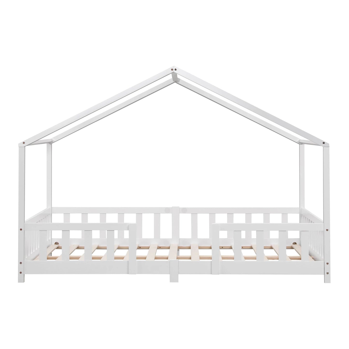 In And OutdoorMatch Kinderbed Allan - Met valbeveiliging - 140x200 cm - Wit Mat - Voor meisjes - Voor jongens - Voor kinderen Kinder bedden