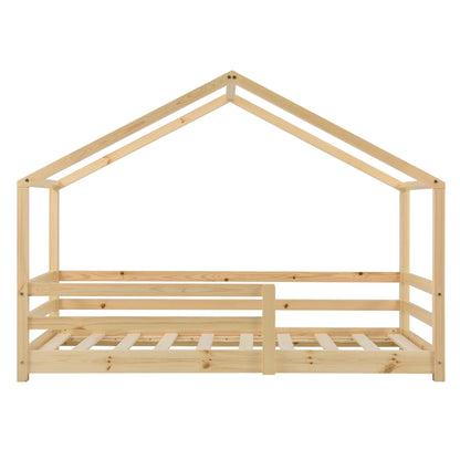 In And OutdoorMatch Kinderbed Caleigh - Huisbed - Met Valbeveiliging - 80x160 - Houtkleurig - Grenen - Voor meisjes - Voor jongens - Voor kinderen Kinder bedden