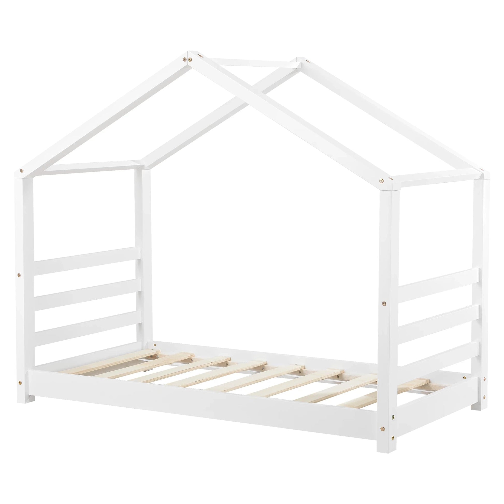 In And OutdoorMatch Kinderbed Cyril - Houten bed - Huisbed - Met bedbodem - 80x160cm - Wit - Voor kinderen - Voor meisjes - Voor jongens Kinder bedden